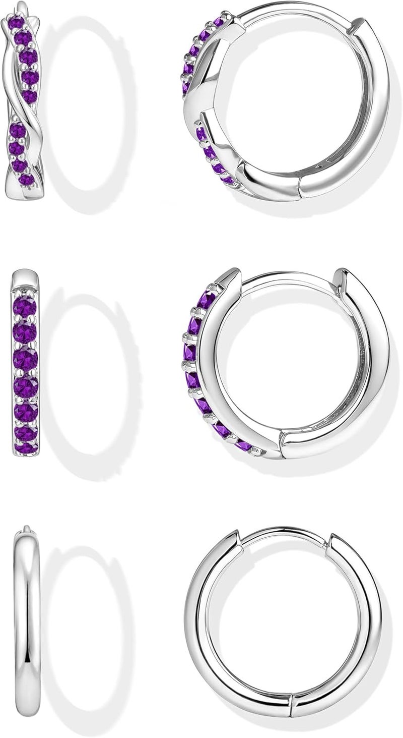 Inerney 14K Gold Plated Huggie Hoop Earrings for Women, Small Sterling Silver Earring Set Hypoallergenic Cartilage Helix Stacks, Mini Dainty Cute Trendy Birthstone Jewelry Gift for Multiple Piercings - Image 1